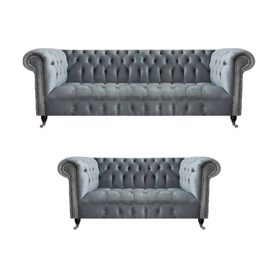 Wohnzimmer Luxus Grau Chesterfield Sessel Neu Dreisitzer Sofa Couch