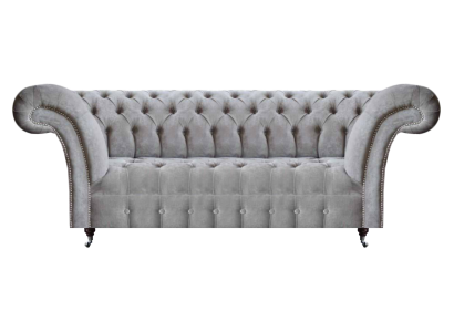 Modern Wohnzimmer Dreisitzer Sofa Polsteritz Grau Couch Chesterfield