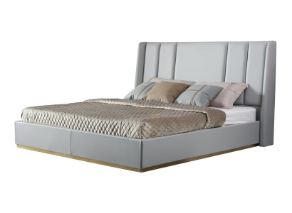 Luxus Designer Bett Leder Betten Klassisches Bettgestell Beige Schlafzimmer Neu