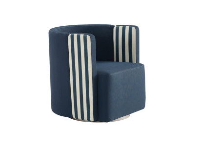 Sessel Blaue Textil Wohnzimmer Modern Design Lounge Club Luxus Möbel Stoff Neu