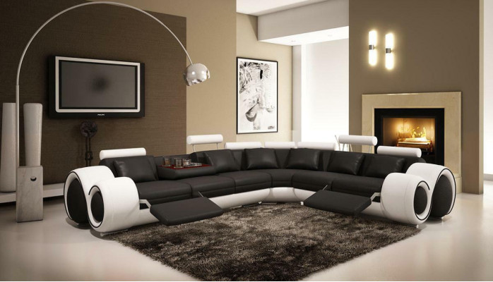 Designer Sofa Garnitur Wohnlandschaft Couch Ecksofa Leder Textil Polster