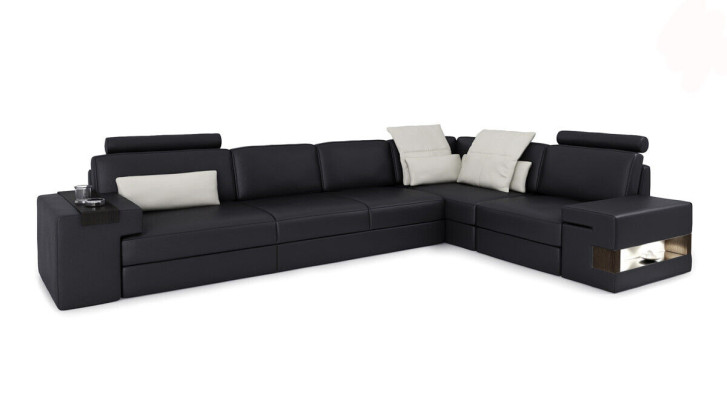 Ledersofa Sofa Modernes Polster Leder Design Ecksofa Couch Textil