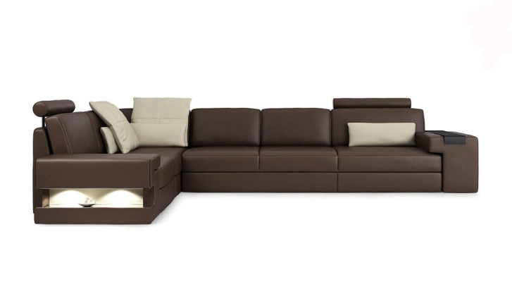 Ledersofa Sofa Modernes Polster Leder Design Ecksofa Couch Textil
