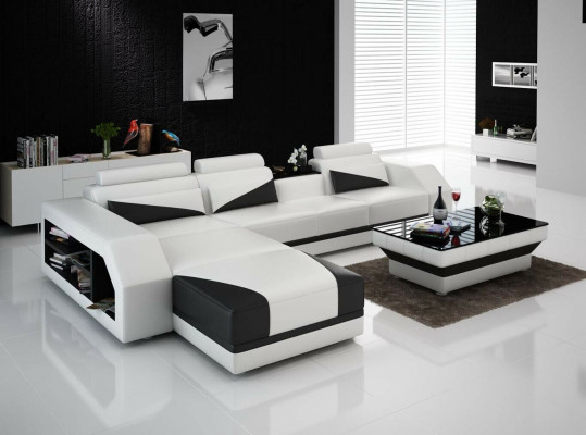 Ledersofa Wohnlandschaft Ecksofa L-Form mit Sessel Set Garnitur Modern