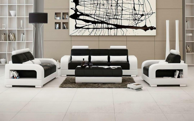 Moderne Ledersofa Couch Sofagarnitur 3+2+1 Garnituren Design Sofa xlmoebel