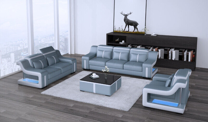 Moderne Sofagarnitur Couch Sofa Garnituren Gruppe 321 Sitzer Ledersofa