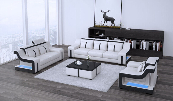 Moderne Sofagarnitur Couch Sofa Garnituren Gruppe 321 Sitzer Ledersofa
