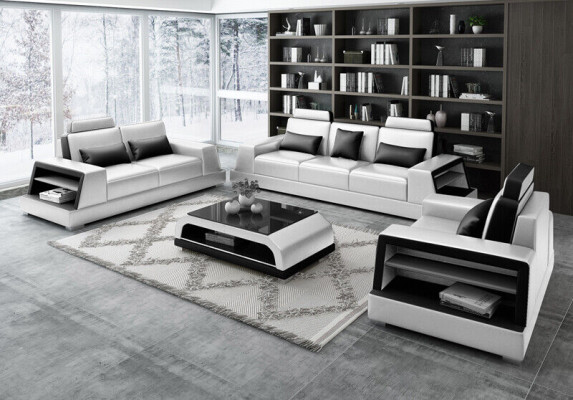 Moderne Sofagarnitur Couch Sofa Gruppe Garnituren 311 Sitzer Ledersofa