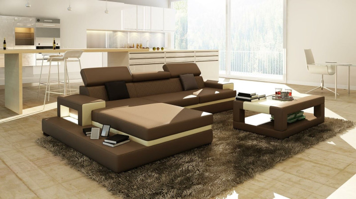 Sofas Ecksofa Ledersofa Polster Wohnlandschaft Couch Sofa Eckgarnitur
