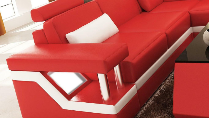 Designer Sofa Couch Ecksofa Leder Textil Polster Garnitur Wohnlandschaft