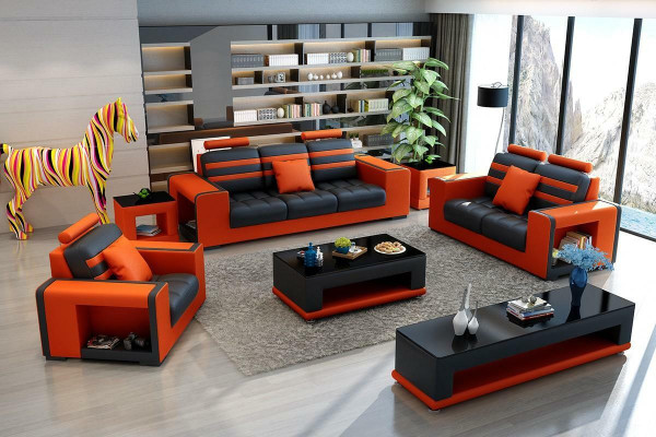 Sofagarnitur 321 Sitzer Tisch Hocker Couchtisch Sideboard Garnitur Moderne 5tlg.