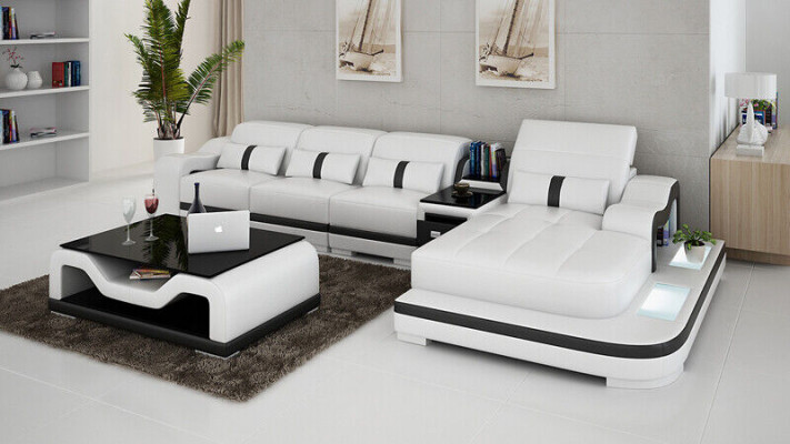 Ecksofa Stoff LForm Bettfunktion Couch Design Polster Textil Leder Eck