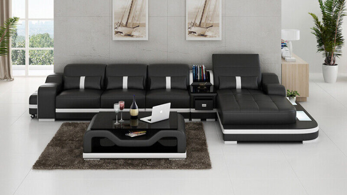 Ecksofa Stoff LForm Bettfunktion Couch Design Polster Textil Leder Eck