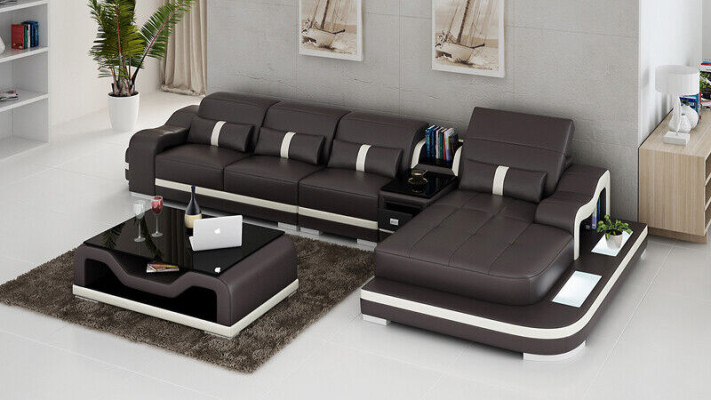 Ecksofa Stoff LForm Bettfunktion Couch Design Polster Textil Leder Eck