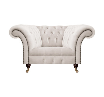Sessel Weiß Textil Stoff Polstersitz Einrichtung Sitz Möbel Chesterfield