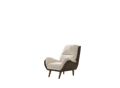 Stilvolle Weiß / Braun Sessel Gepolstert Wohnzimmer Möbel Luxus Sitzer