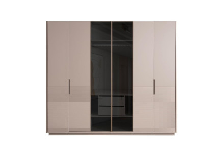 Designer Beiger Glasschrank Moderne Schlafzimmer Holz Möbel Schrank