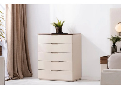 Stilvolle Beige Kommode Holz Schlafzimmer Möbel 5 Schubladen Designer