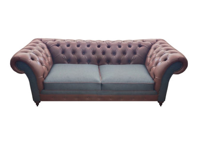 Neu Luxus Sofa Couch Zweisitzer Braun Leder Wohnzimmer Chesterfield