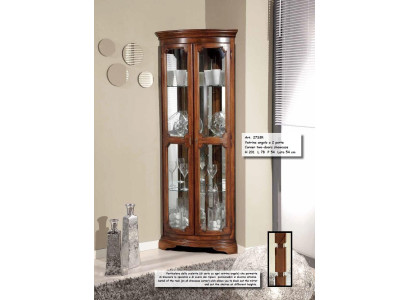 Klassische Eck Vitrine Glas Schrank Wohnzimmer Schaufenster Luxus Braun Vitrinen