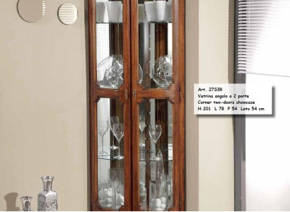 Klassische Eck Vitrine Glas Schrank Wohnzimmer Schaufenster Luxus Braun Vitrinen