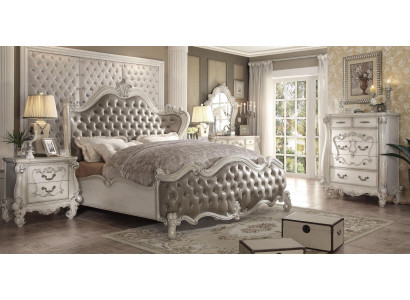 Klassisches Bett Barock Chesterfield Rokoko Stil Doppel Hotel Leder Antik