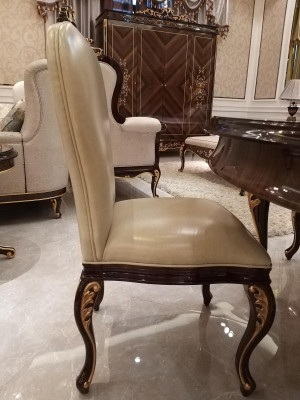 Esstisch 4 Stühle Stuhl Esszimmer Deko Garnitur Rokoko Barock Tisch Tische