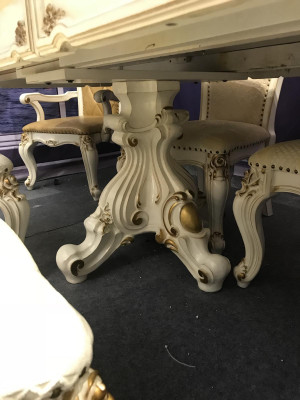 Barock Rokoko Stil Möbel Esstisch Tische Esszimmer Garnitur Geschnitzter