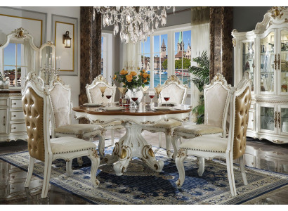 Königliche Esszimmer Garnitur Barock Rokoko Stil - Tisch & 8x Chesterfield Stühle