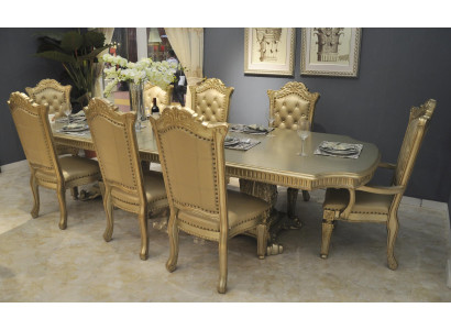 Komplette Beige Esszimmerambiente Designer Esstisch mit Stühlen
