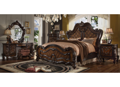 Schlafzimmer Nachttische Set Bett 5tlg. Rokoko Barock Antik Stil Holz Bett