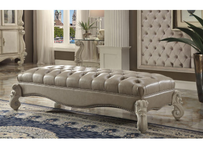 Hocker Beistell Chaiselounge Fußhocker Chesterfield Leder Ottomane Barock Rokoko