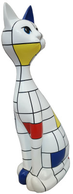 Designer Katze Dekorative Statuen Modern Bemalte Figuren Abstrakte Statuen 95cm