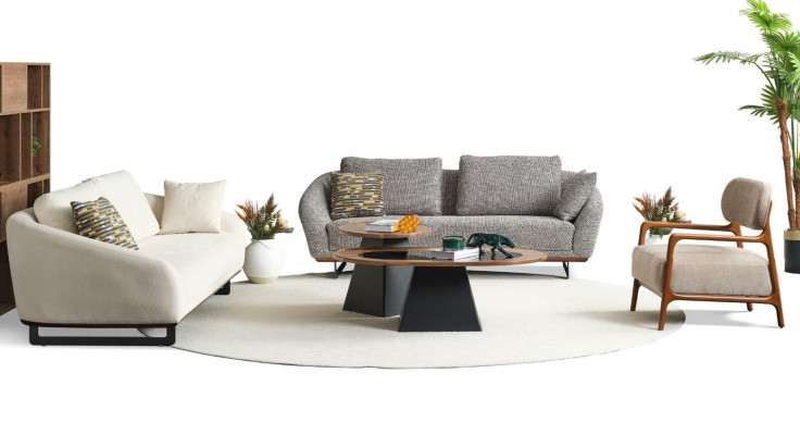 Couchgarnitur Dreisitzer Sessel Sofa Stoff Beige Stoffsofa Set Grau 3+3+1