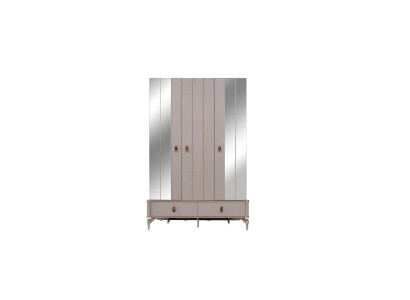 Luxus Kleiderschrank Kinderschrank Holzschrank Schrank Beige Spiegel