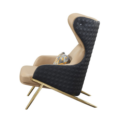 Sessel Relax Leder Lounge Club Polster  Design Couch Sofa Sitzer Luxus Beige Neu