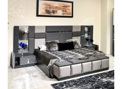 Schlafzimmer Luxus Doppelbett 2x Nachttische Komplettes Modern Einrichtung