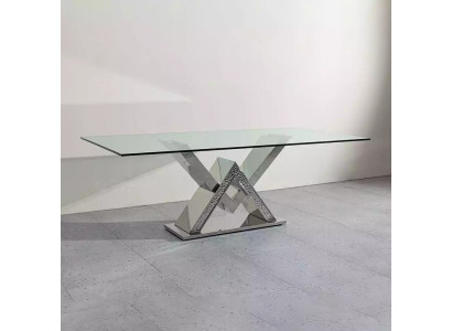Luxus Esstisch Säulentisch Silber Esstische Esszimmer Tisch Glastisch