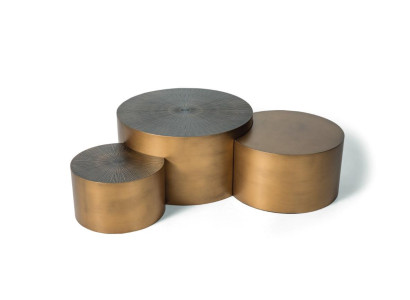 Luxus gold Tisch Couchtisch Set 3x Rundtische Moderne Wohnzimmer Rund