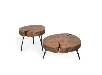 Modern Holz Couchtische Rund 2x Couchtische Möbel Design Wohnzimmer 