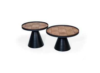 Doppel Couchtisch Schwarzer Kaffeetisch Design Wohnzimmertisch Set 2x