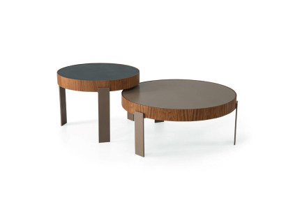 Designer Couchtisch Set 2x Couchtische Wohnzimmer Holz Möbel Modern Runde Tische