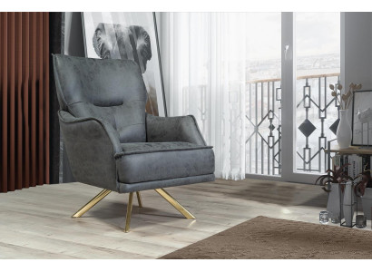 Grauer Einsitzer Exklusiver Sessel Lounge Club 1-Sitzer Luxus Einsitzer