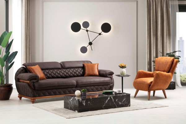 Wohnzimmer Komplett 3tlg Modern 2x Dreisitzer Sofa Couch Luxus Sessel Neu