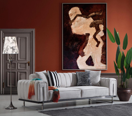 Wohnzimmer Grau Sofa Couch Dreisitzer Modern Polstersofas Neu Sitz Möbel