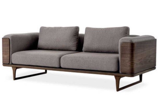 Luxus Sofa Grau Farbe Wohnzimmer Polster Textil Dreisitzer Couch 225x90