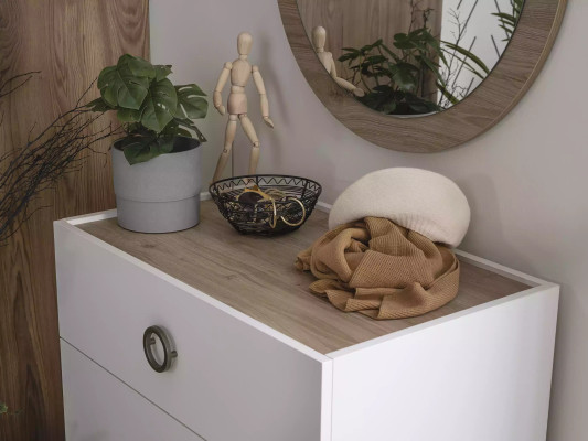 Gruppe Kommode mit Spiegel Kommoden Holz Weiß Schlafzimmer Schrank Set