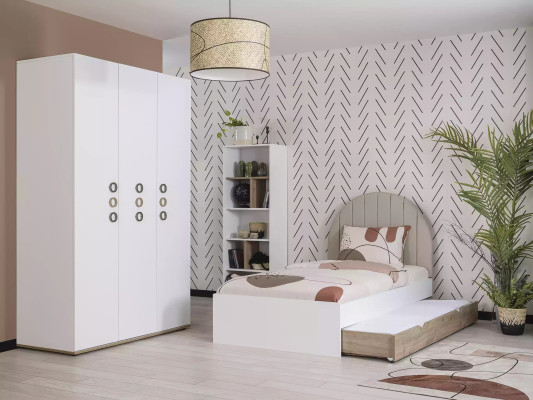 Design Kinderzimmer Komplete Bett Kindermöbel Holz Weiß Set 4tlg Neu