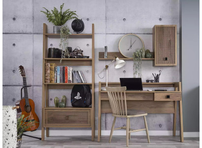 Kinderschreibtisch Schreibtisch Bücherregal Holz Braun Set 3tlg Regal