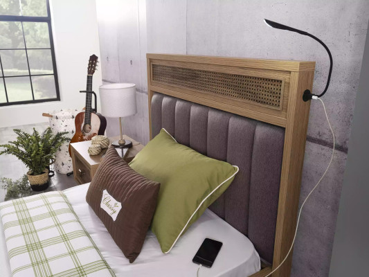 Bett Holzbett mit Bettkasten Garnitur Jugendbett Holz Braun Set 3tlg